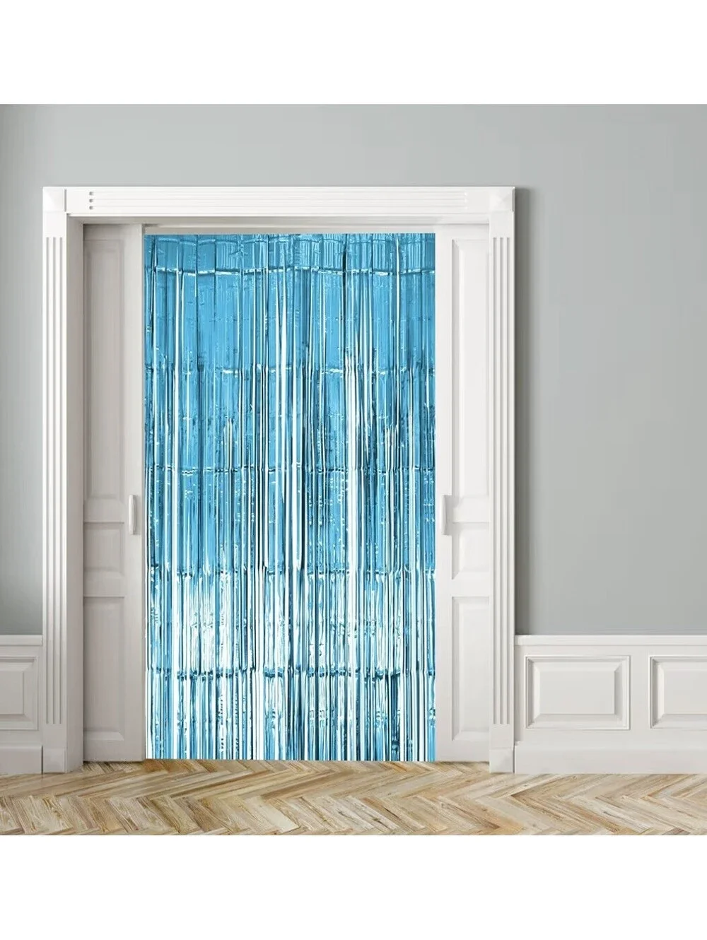 10 Pack Light Blue Fringe Backdrop Curtains, Light Blue Streamers Party...